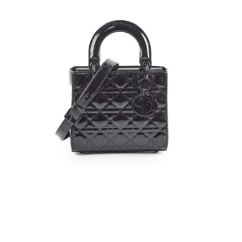 Handle bags with custom engravings for a personalized and meaningful gift-Christian Dior Small Lady Dior Patent Black