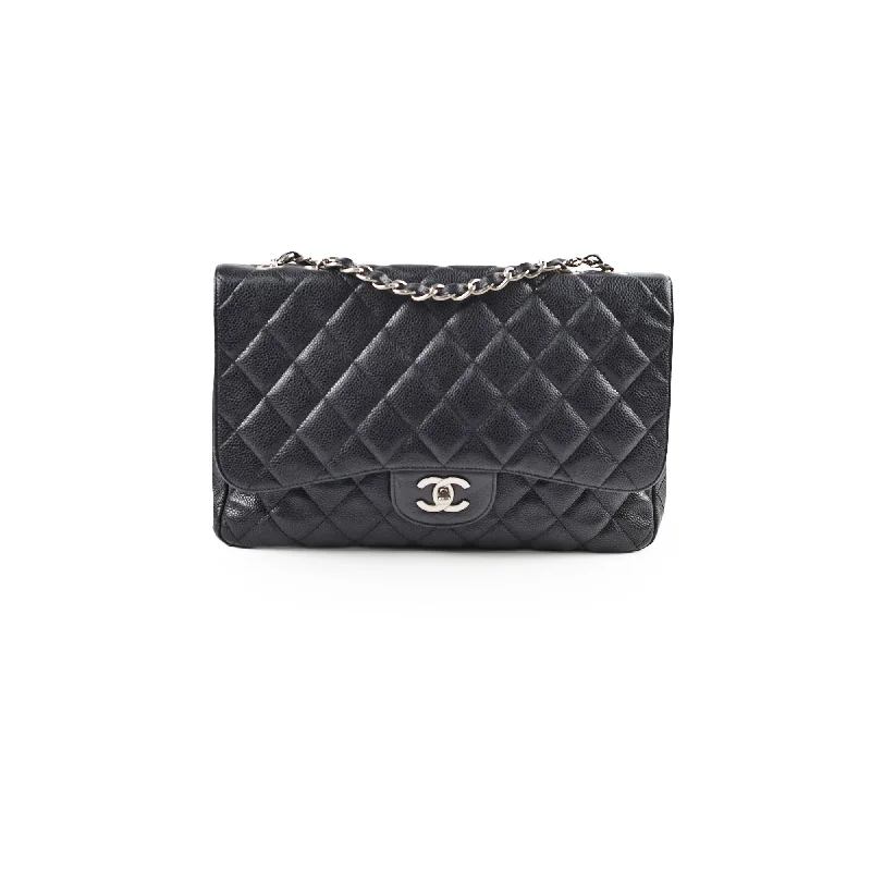 Best handle bags with fabric handles for a soft, comfortable carrying experience-Chanel Jumbo Flap Caviar Black