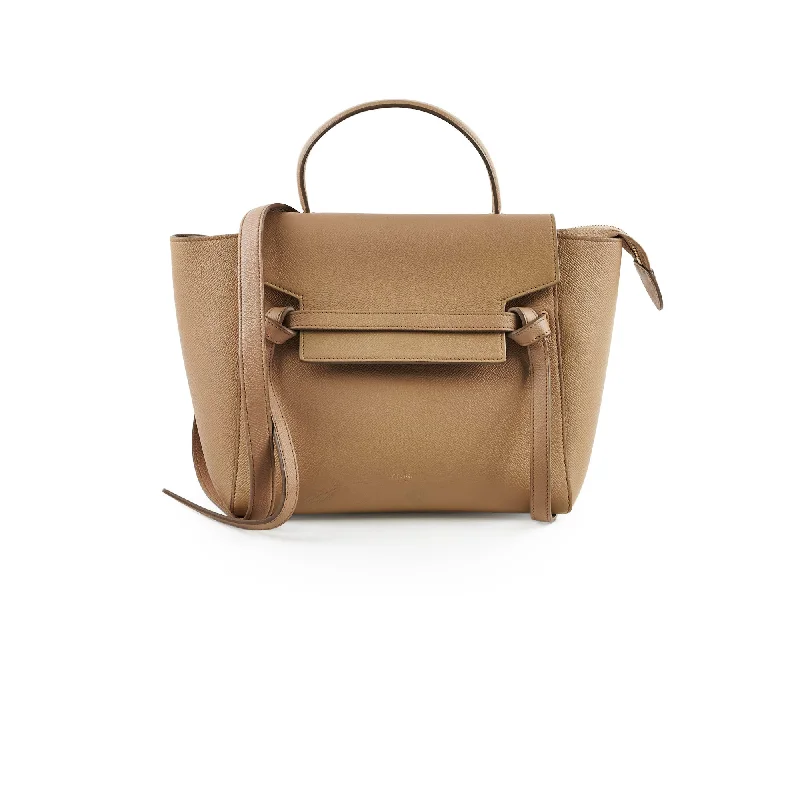 Handle bags with contemporary metal accents for a sleek and polished finish-Celine Micro Belt Bag Beige