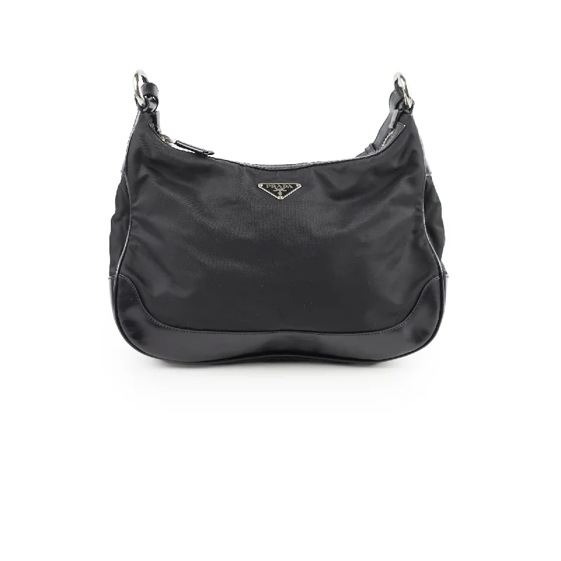 Best handle bags with large compartments for carrying books, laptops, and more-Prada Vintage Nylon Black Shoulder Bag