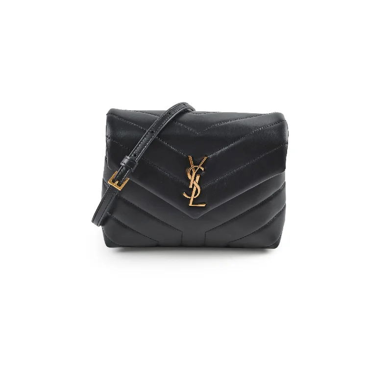 Handle bags with faux fur accents for a cozy and chic winter look-Saint Laurent Toy Lou Lou Black