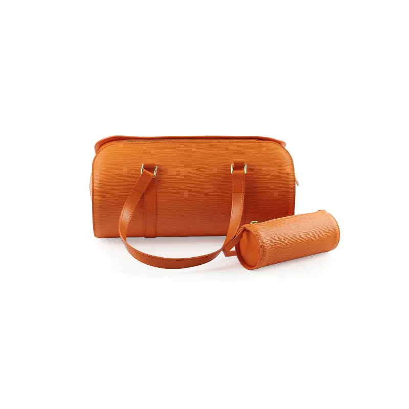 Trendy handle bags with bold colors for a fashionable and eye-catching design-Louis Vuitton Epi Soufflot Bag Orange