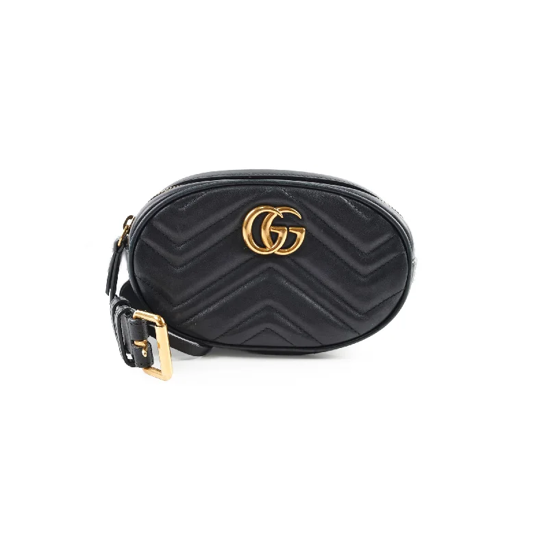 Handle bags with floral prints for a feminine and playful aesthetic-Gucci GG Marmont Belt Bag Black