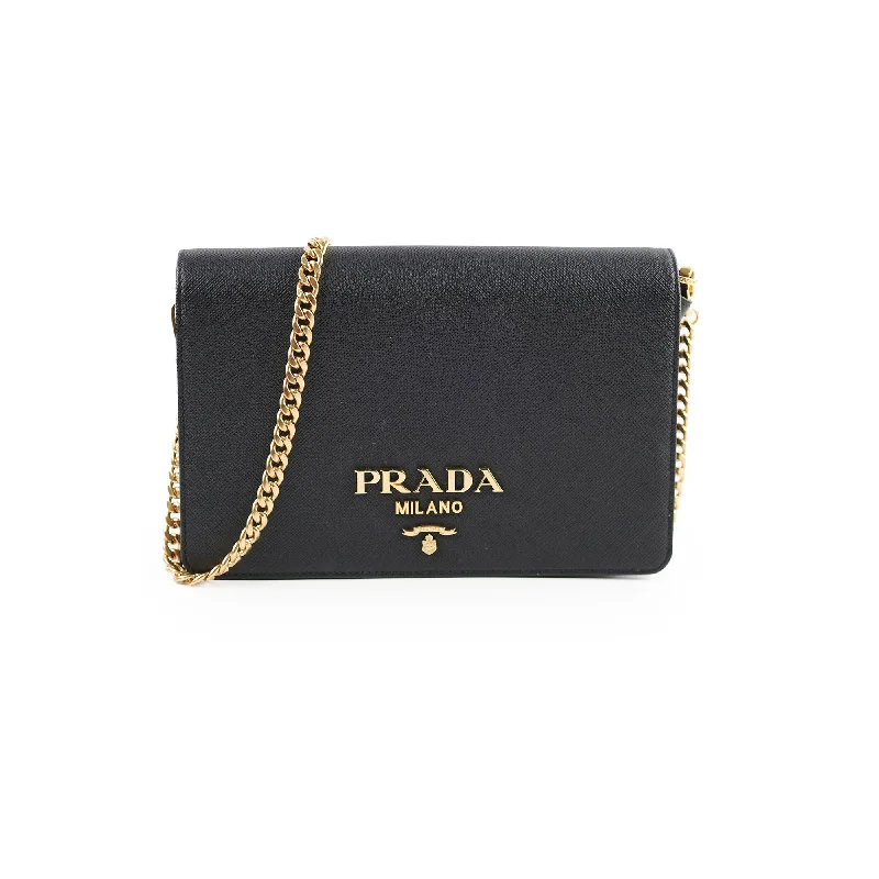 Handle bags with vibrant colors for a fun and cheerful look-Prada Large Saffiano Black Crossbody Bag