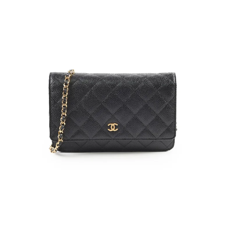 Handle bags with transparent panels for a modern and trendy effect-Chanel Wallet On Chain WOC Black Caviar - Series 25