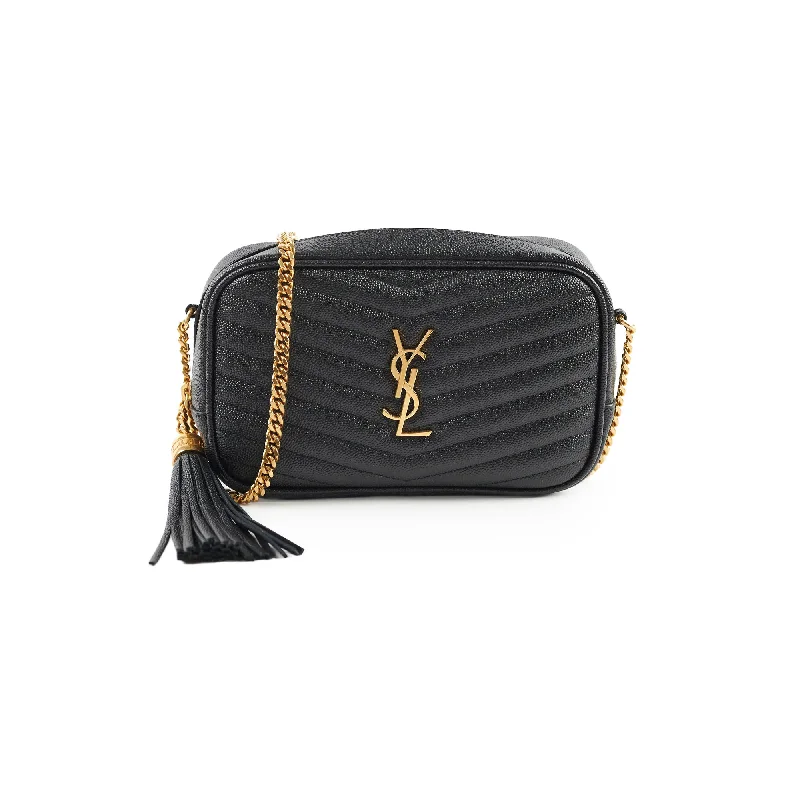 Handle bags with matching shoes for a coordinated, polished look-Saint Laurent Mini Lou Camera Black Crossbody Bag