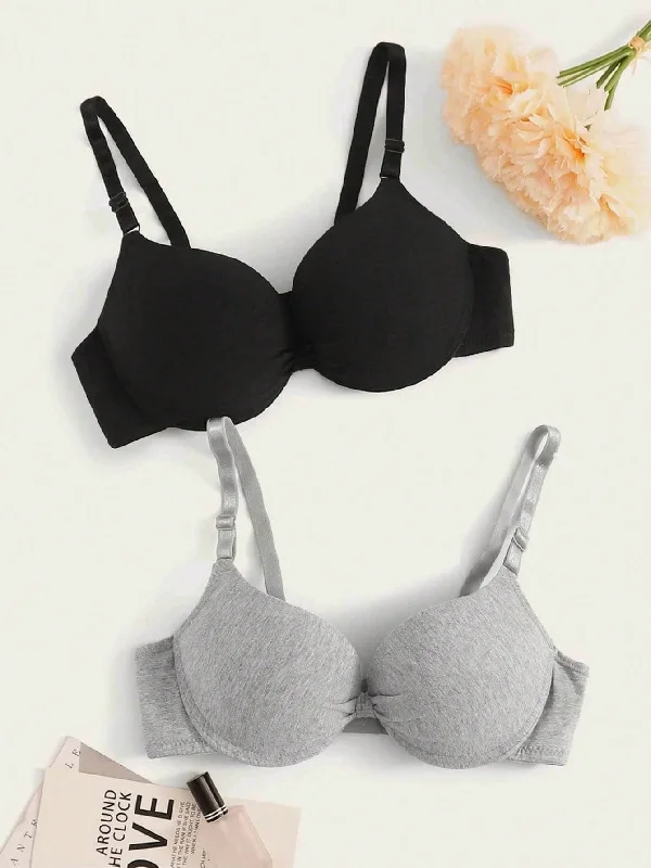 Handle bags with sleek, clean lines for a sophisticated, minimalist appeal-2pack Adjustable Strap Underwire Bra Set