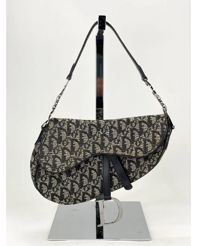 Handle bags with quilted patterns for a timeless, classic design-Canvas Oblique Saddle Hand Bag by Dior