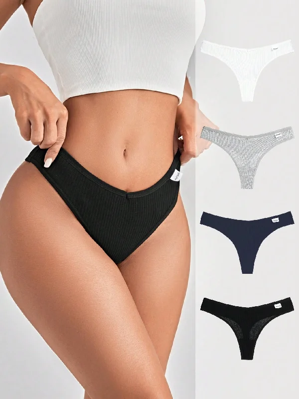 Best handle bags with velvet material for a luxurious and soft touch-4pack Rib Panty Set