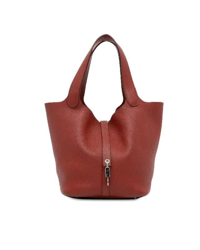 Handle bags with top flaps for a secure and stylish way to close the bag-Clemence Leather Picotin Lock Handbag