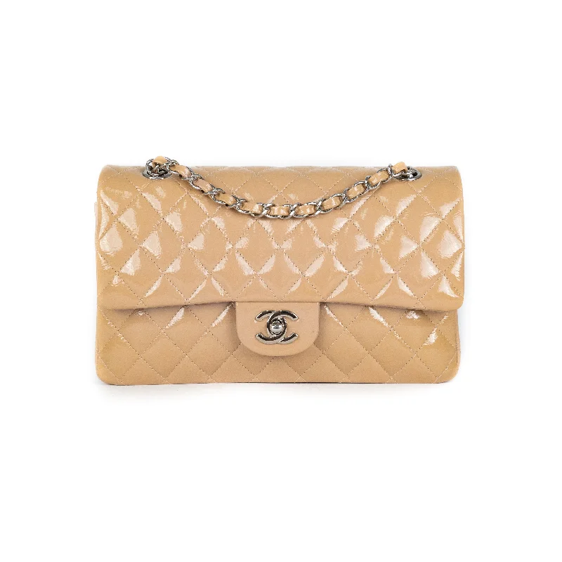 Best handle bags with luxurious, genuine leather for a sophisticated and timeless style-Chanel Patent Medium Classic Flap Beige