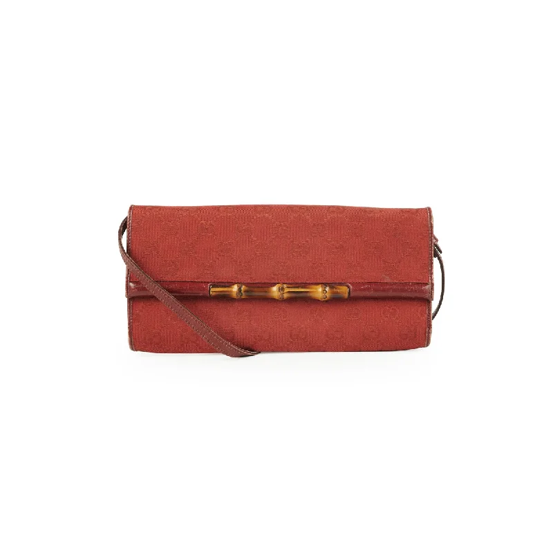 Stylish handle bags with soft, leather textures for a comfortable and luxurious feel-Gucci Bamboo Canvas Wallet on Chain (WOC) Red