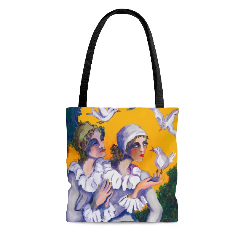 Tote bags with chevron designs for trend -Tote Bag, "Message of the Doves"