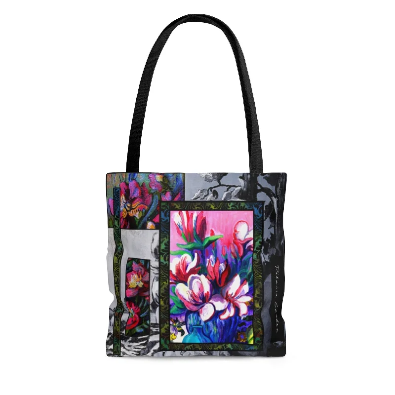 Tote bags with rustic leather for charm -Tote Bag - "Magnolia Dream"