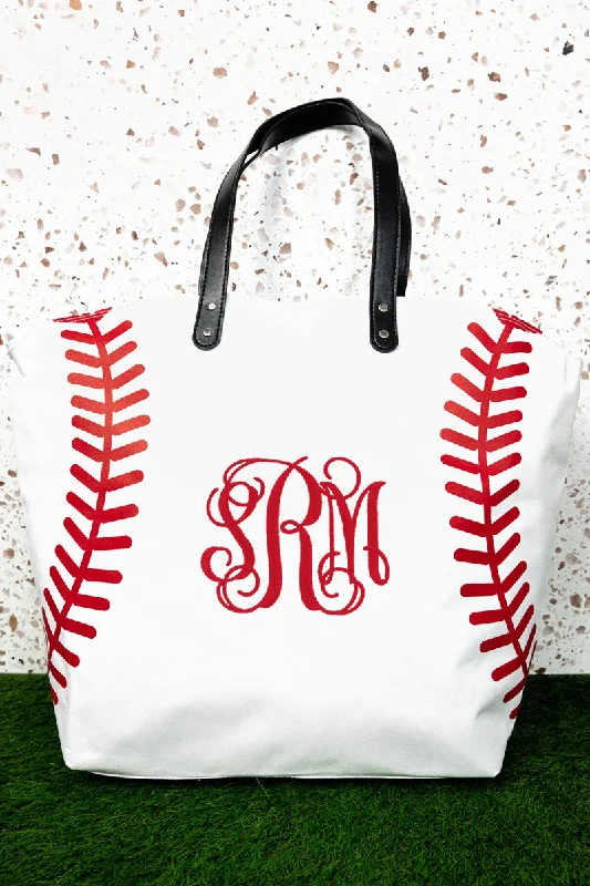 Tote bags with thick straps for durability -Baseball Laces All Day Tote