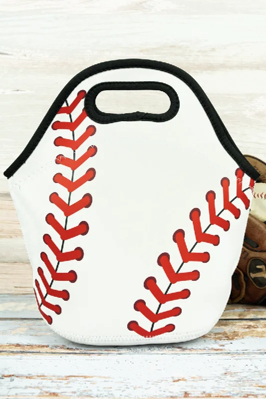 Tote bags with shoulder straps for carrying -Baseball Laces Neoprene Lunch Tote