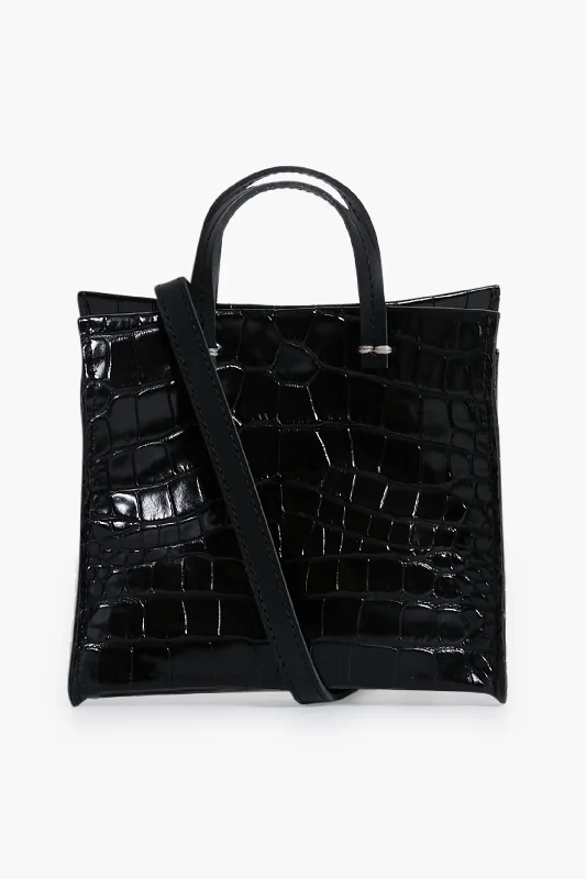 Tote bags with seasonal prints for holidays -Black Croco Simple Tote Bebe