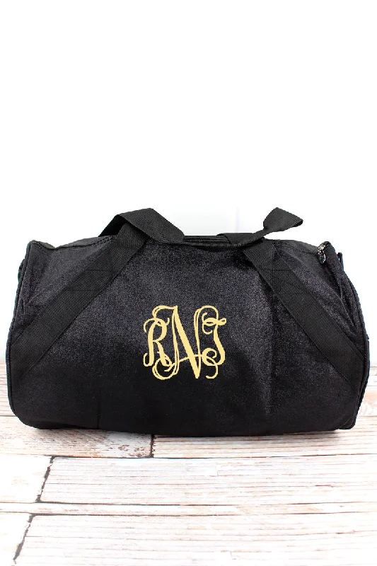 Tote bags with sleek black for elegance -Black Glitz & Glam Barrel Duffle Bag 18"