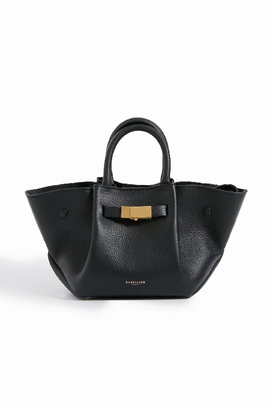 Tote bags with sleek zippers for closure -Black Mini New York Bag