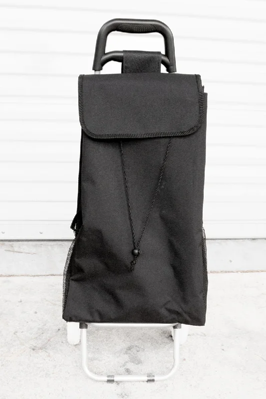 Tote bags with sleek hardware for sophistication -Black Rolling Shopper Tote