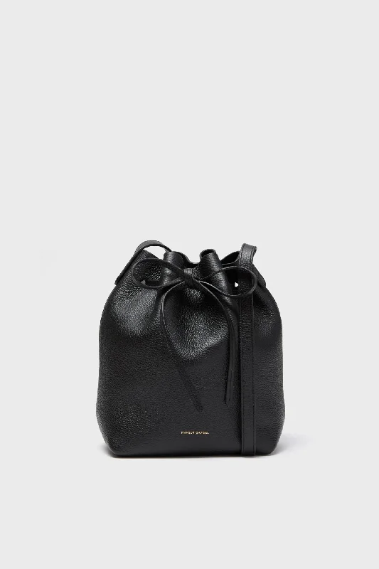 Tote bags with bohemian tassels for flair -Black Soft Mini Bucket