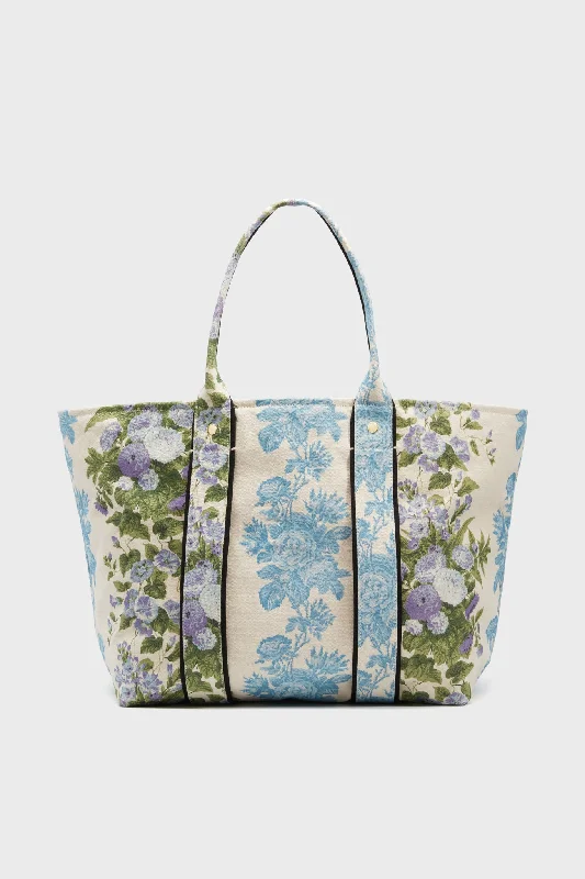 Tote bags with abstract art for uniqueness -Blue Floral Stripe Giant Trop Avion