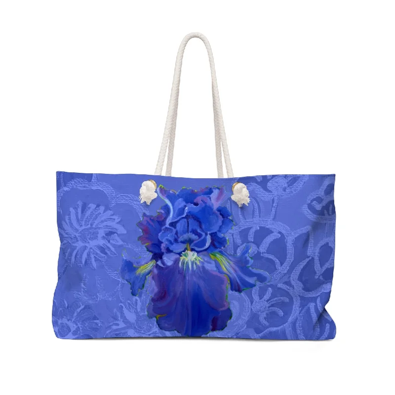 Tote bags with laptop sleeves for work -Weekender Bag - Blue on Blue