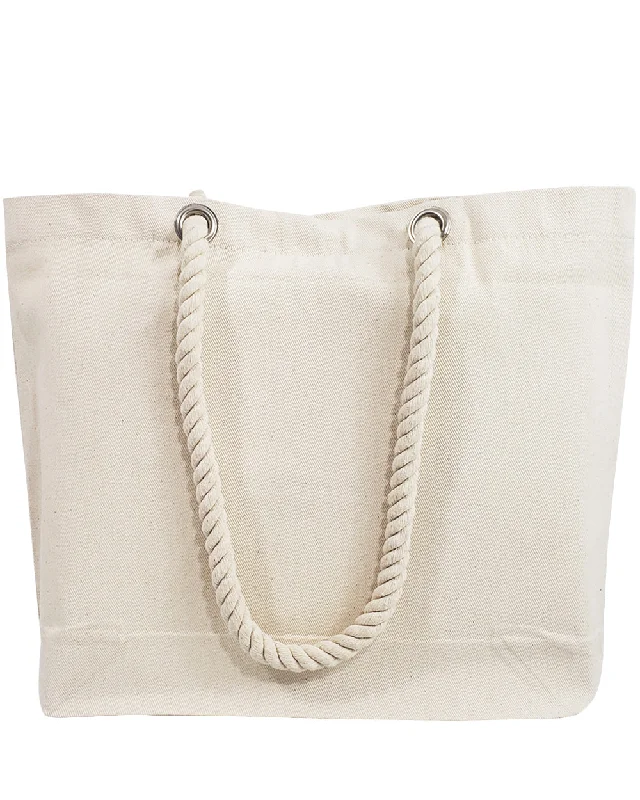 Waterproof tote bags ideal for beach day trips -Canvas Beach Tote Bag with Fancy Rope Handles- RP200