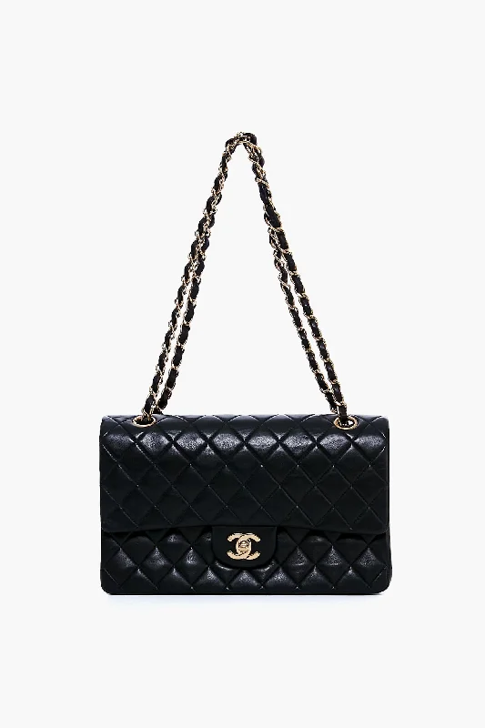 Tote bags with soft linings for protection -CHANEL Black Classic Matelasse 25 Shoulder Bag