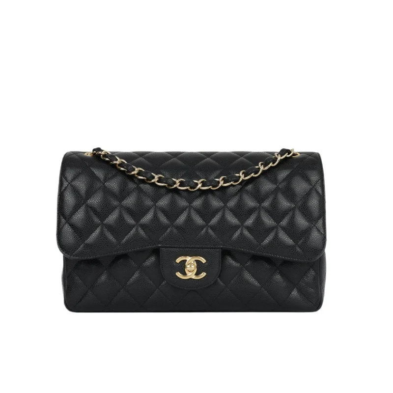 Tote bags with playful pom-poms for charm -Chanel Classic Flap Bag - Jumbo