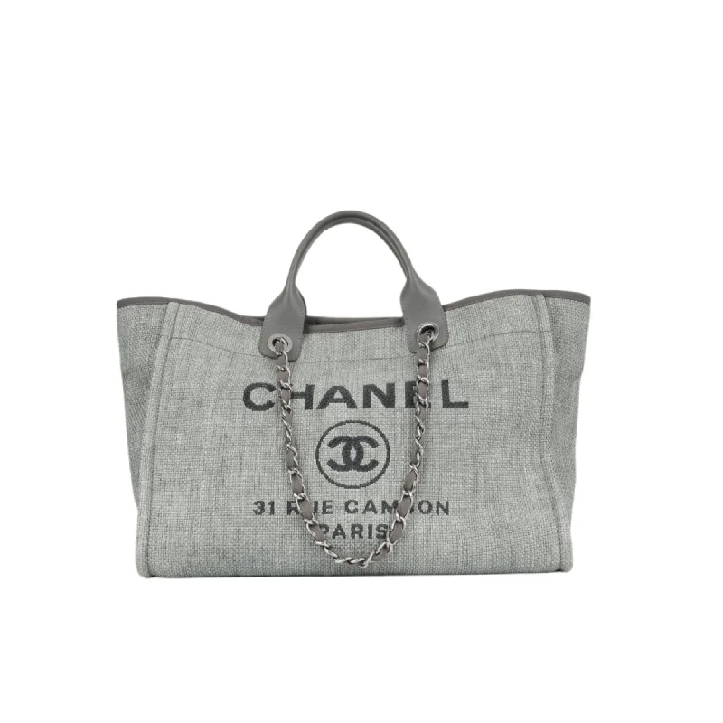 Tote bags with reinforced bottoms for durability -Chanel Deauville Tote - Large