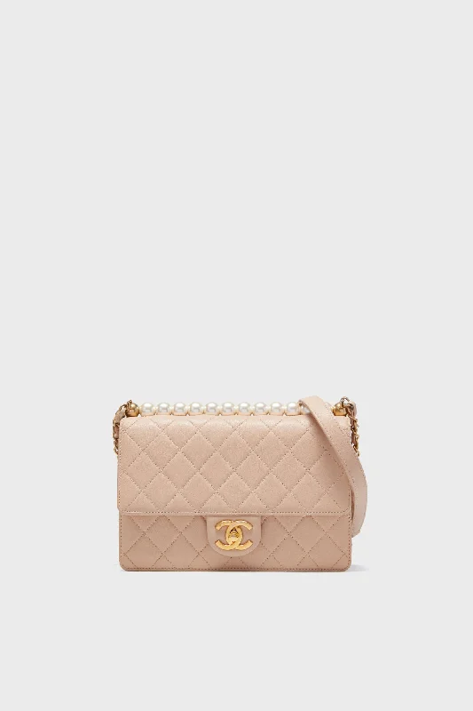 Tote bags with holiday themes for festivities -CHANEL Pink Pearl Wallet On Chain