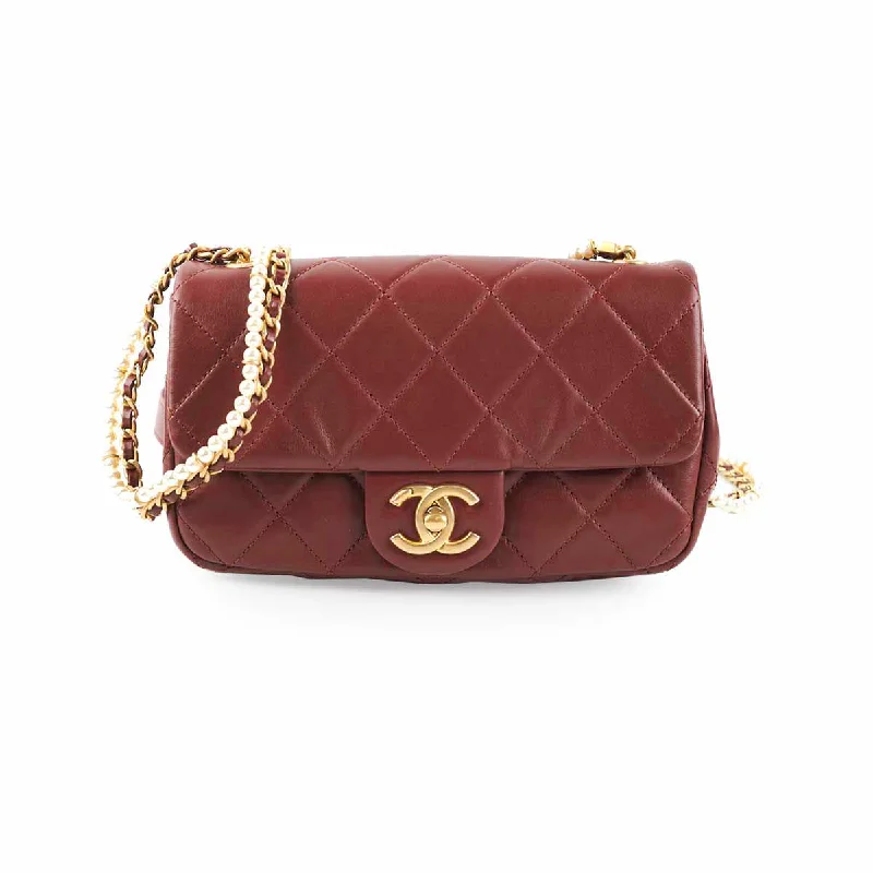 Best handle bags with soft leather material for a comfortable, refined feel-Chanel Quilted Crystal Pearls Flap Burgundy