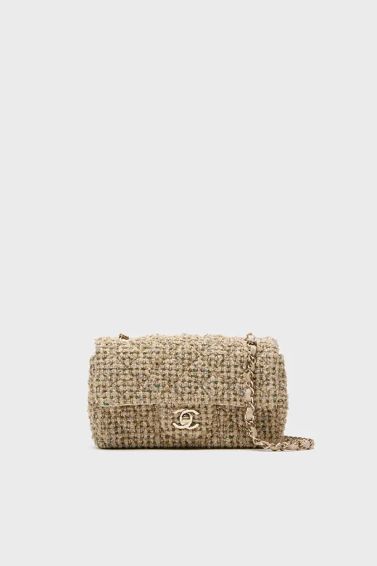 Tote bags with quilted fabric for texture -Chanel Tweed Shoulder Bag