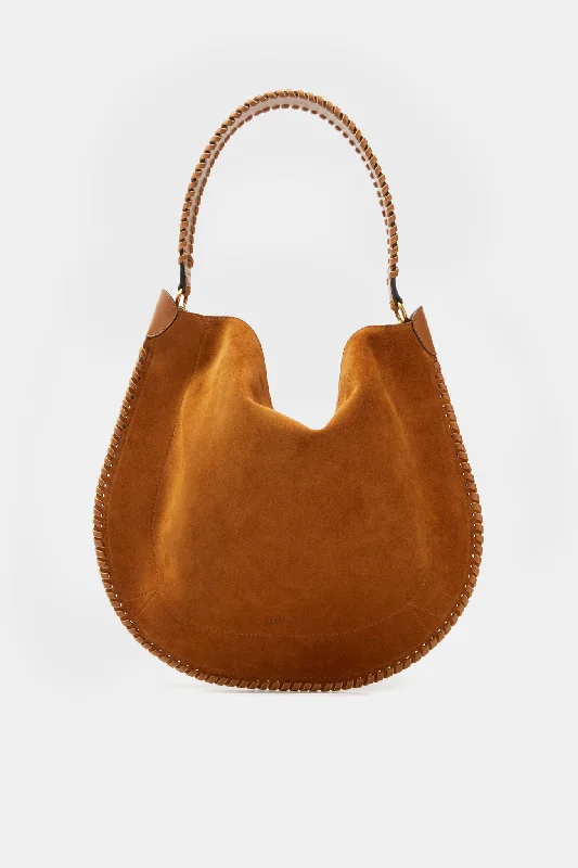 Tote bags with inner compartments for organization -Cognac Soft Suede Oskan Hobo