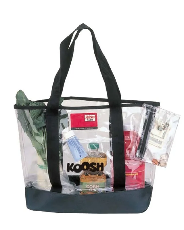 Tote bags with denim fabric for casual -Transparent Clear Tote Bag with Zippered Pouch