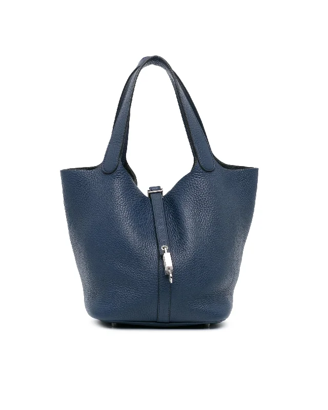 Tote bags with waterproof lining for rain -Leather Tote with Flat Handles and Buckle Closure