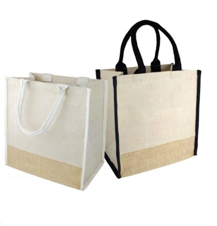 Leather tote bags perfect for stylish office wear -Fancy Jute Blend Tote Bags Burlap Carry-All Totes with Full Gusset - TJ912