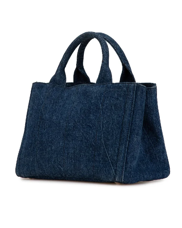 Tote bags with artistic prints for creativity -Studded Denim Satchel with Rolled Top Handles