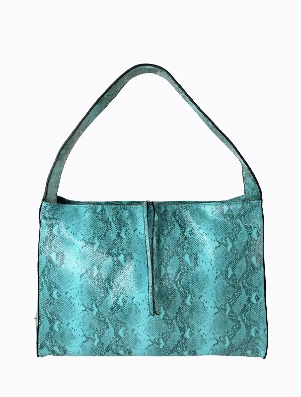 Tote bags with leather straps for elegance -Ginni Sac - Turquoise