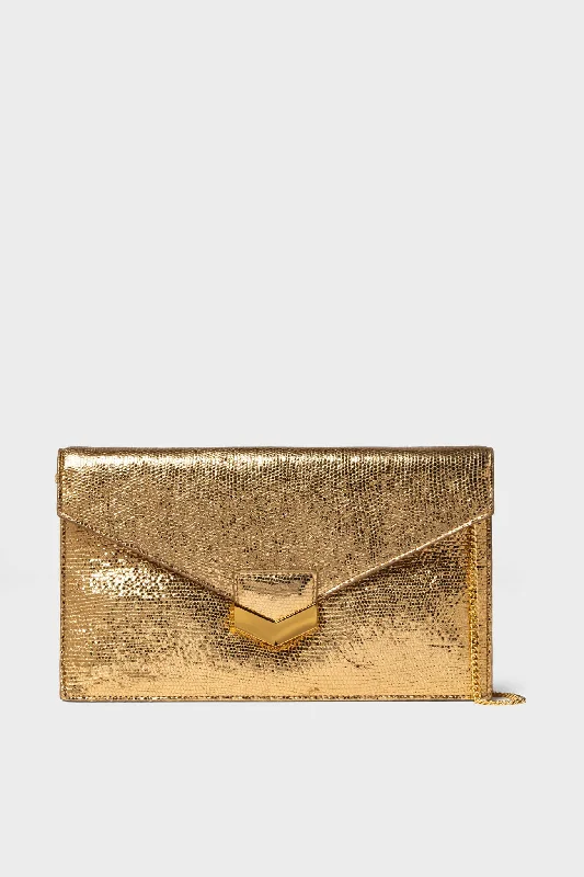 Tote bags with elegant gold-tone hardware -Gold London Clutch