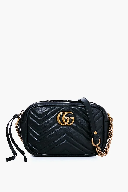 Tote bags with sleek leather for work -Gucci Black Mini Marmont Crossbody