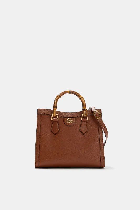 Tote bags with eco-conscious bamboo handles -GUCCI Brown Bamboo Diana 2 Way Handbag