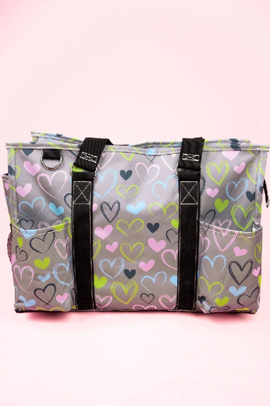 Tote bags with compact designs for portability -Heart And Soul Utility Tote with Black Trim