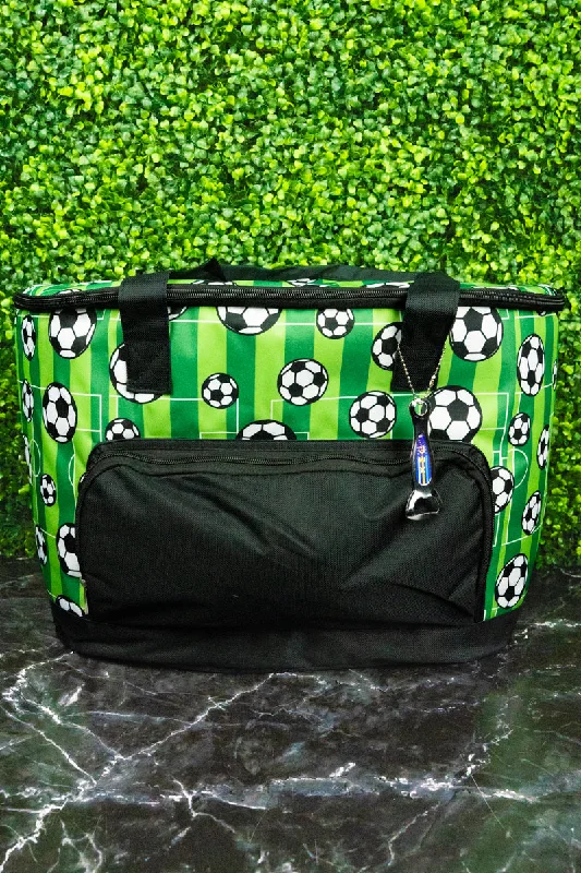 Tote bags with side pockets for extras -Here For The Goals and Black Cooler Tote with Lid