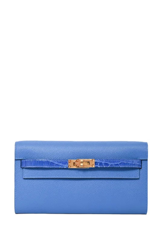 Tote bags with soft fabric for comfort -Hermès 2018 Mykonos Bleu Zellige Epsom Kelly To Go Alligator Touch