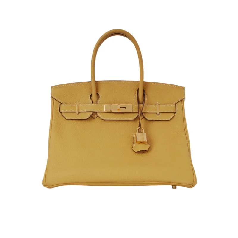 Waterproof tote bags ideal for beach day trips -Hermès Birkin 30 - Curry