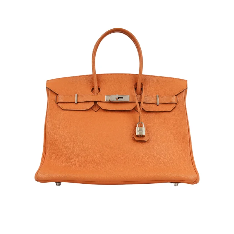 Tote bags with seasonal prints for holidays -Hermès Birkin 35 - Orange Togo