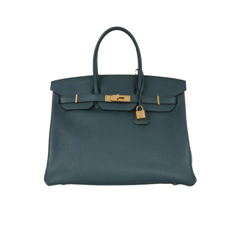 Tote bags with soft linings for protection -Hermès Birkin 35 - Vert Cypress