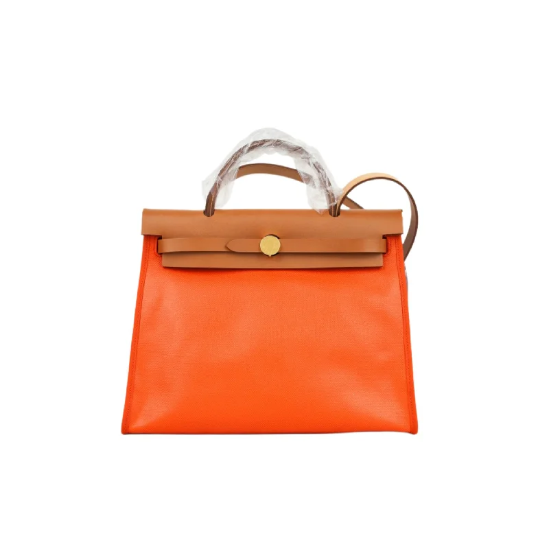 Tote bags with fun slogans for personality -Hermès Herbag 31 - Orange Mecano Berline Toile (NWT)